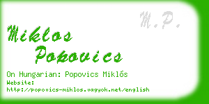 miklos popovics business card