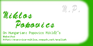 miklos popovics business card